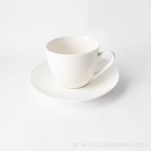 Βρετανικό καθαρό λευκό καφέ Bonechina σετ καφέ